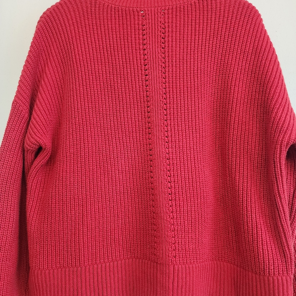 Duluth Trading‎ Co. Red Heritage Shaker Stitch Sweater - Size L - Picture 5 of 7